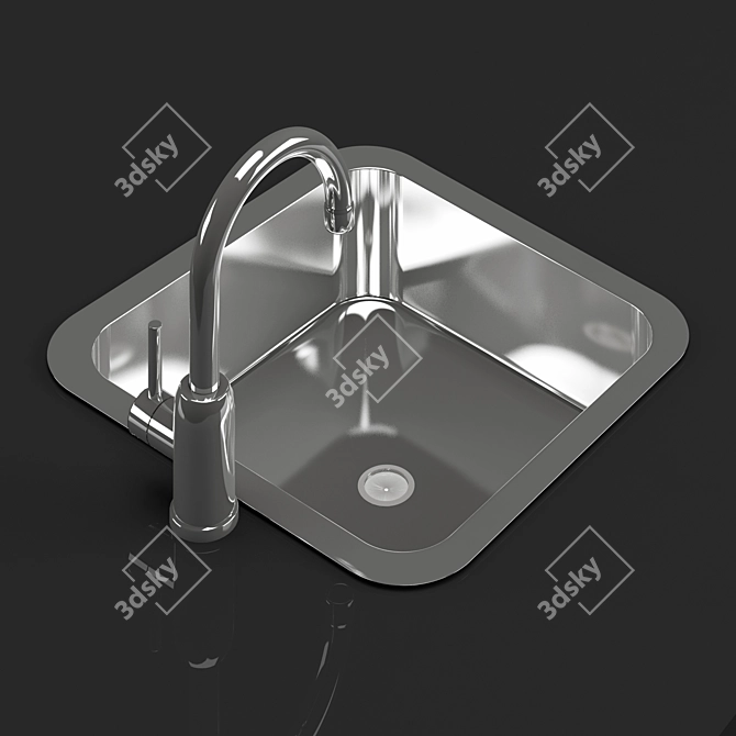 Compact Universal Kitchen Sink - TurboSmoot Level-1 3D model image 3