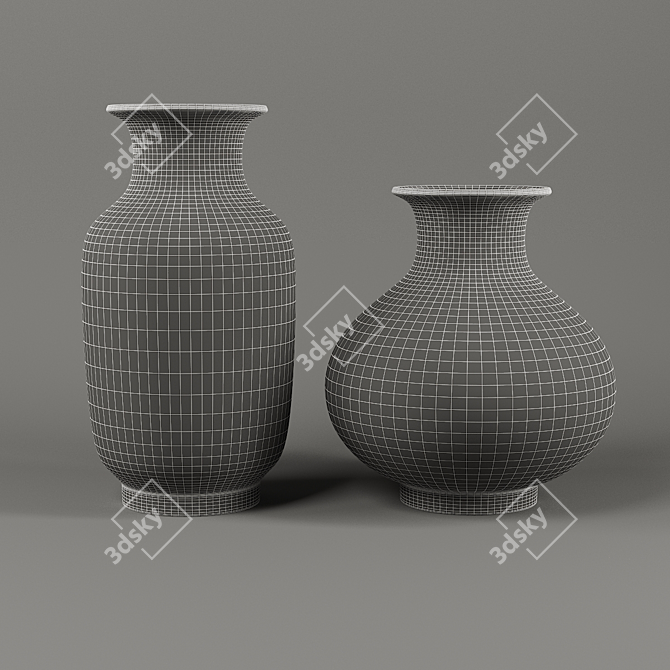 Contemporary White Ceramic Vases 3D model image 3