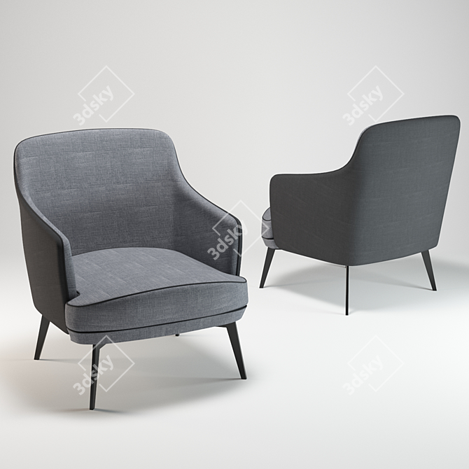 Modern simplicity: Anselme Lounge Armchair 3D model image 3