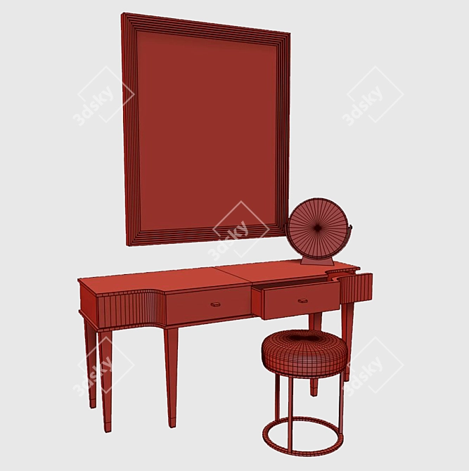 Elegant Mirror Vanity Table 3D model image 2