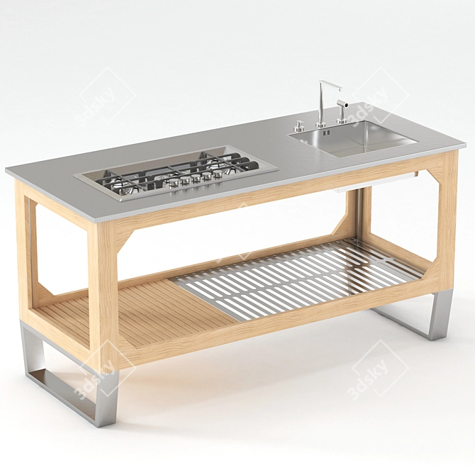 Steel & Wood Outdoor Kitchen: Lgtek WINDOW C3 3D model image 1