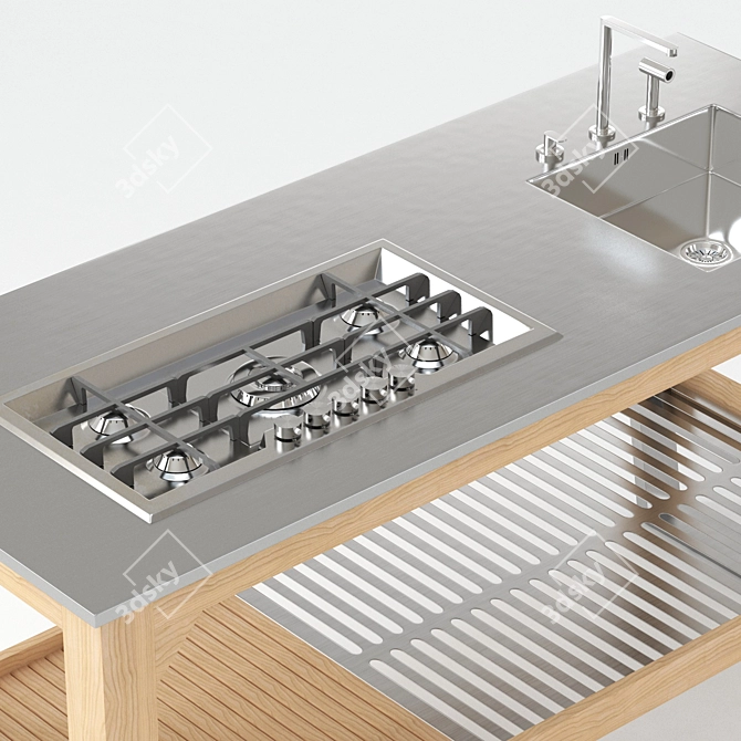 Steel & Wood Outdoor Kitchen: Lgtek WINDOW C3 3D model image 2