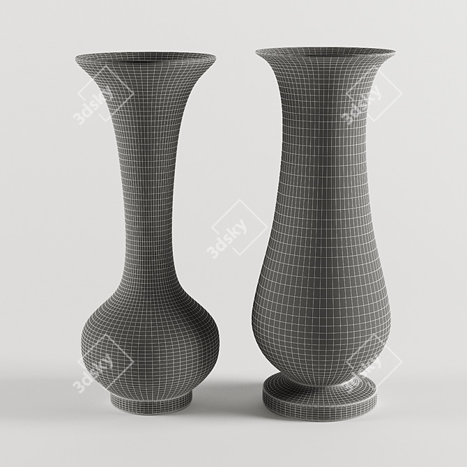 Golden Bliss Vases Set 3D model image 2