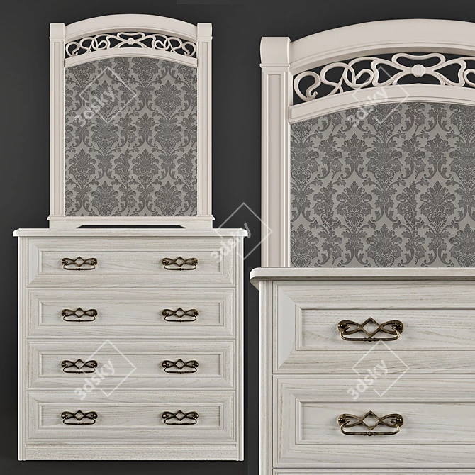 Tiffany Bedroom Set: Kamod & Mirror 3D model image 1