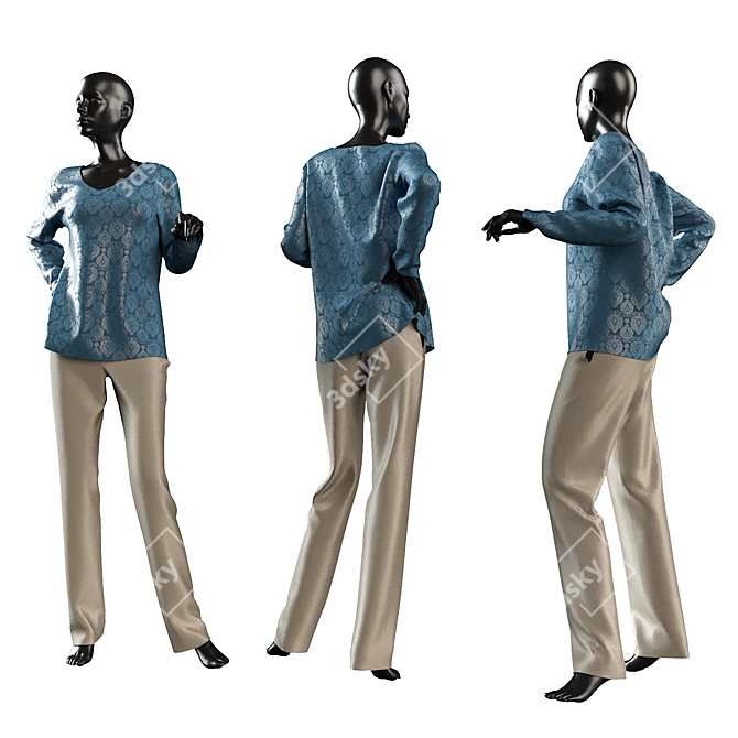 Sleek Female Mannequin - High Poly 3D model image 1