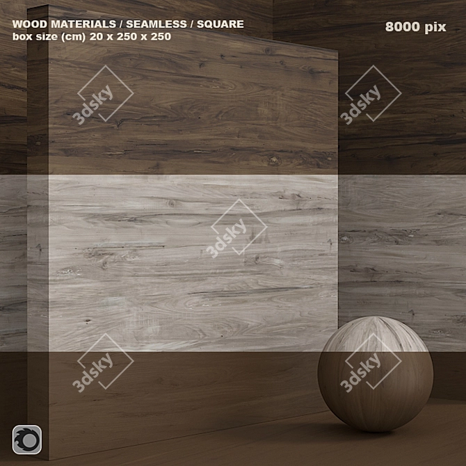 Seamless Wood Veneer Box Set 3D model image 1