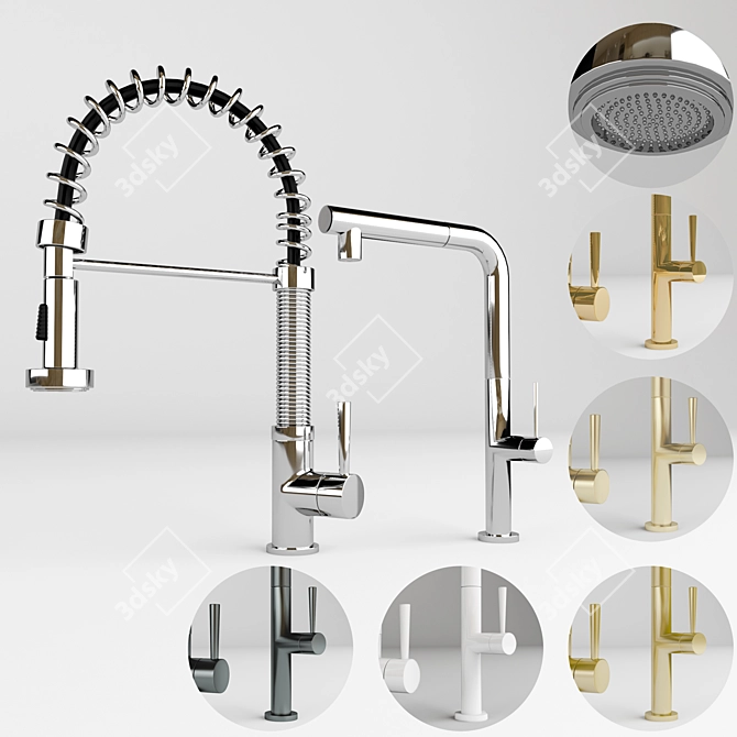 Gold Kitchen Faucet Accessory 3D model image 1