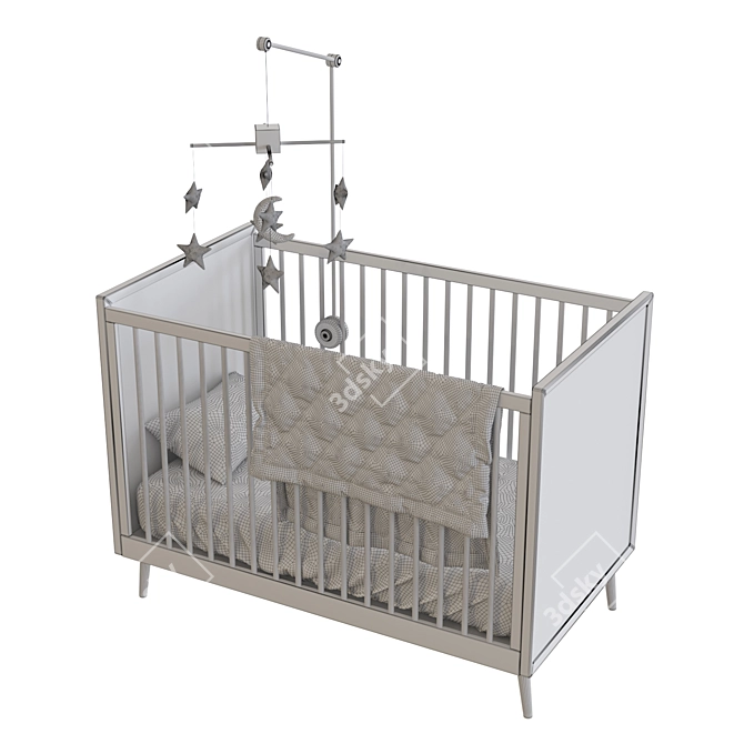 West Elm Mid-Century Convertible Cot: Classic Style, Lasting Quality 3D model image 2