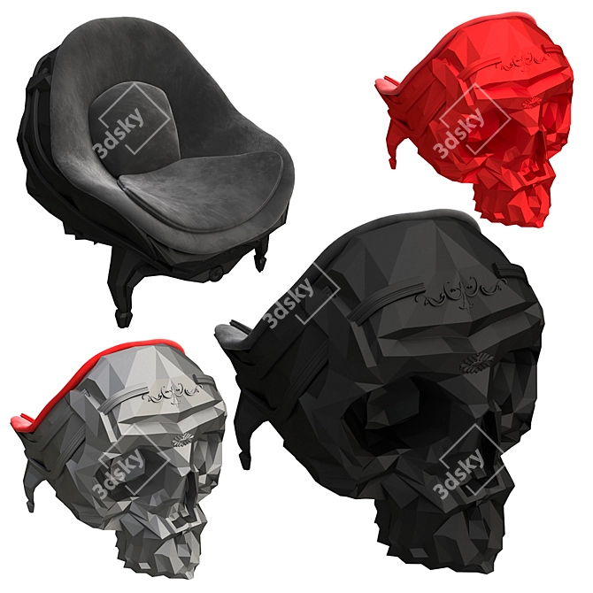 Gothic Skull Velvet Chair 3D model image 1