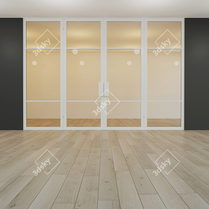 Modern Glass Partition with Swing Door 3D model image 1