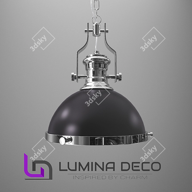 Lumina Deco Ettore Black Pendant: Modern Chic Lighting 3D model image 1