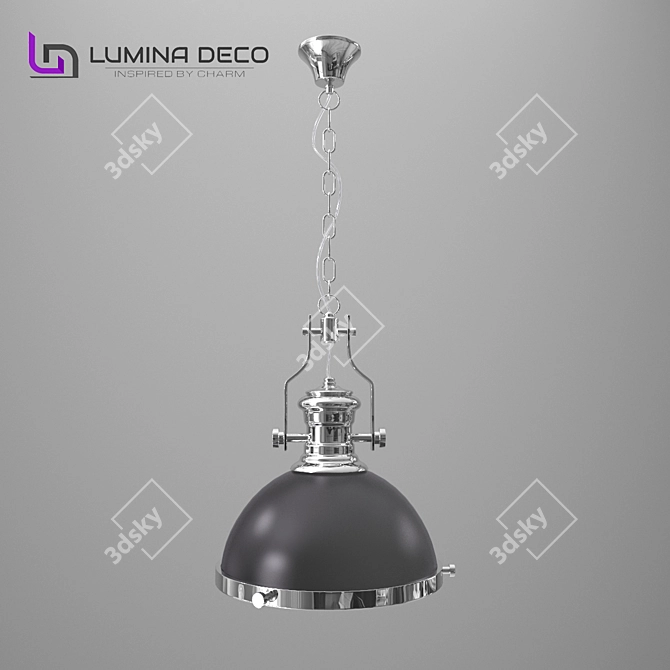 Lumina Deco Ettore Black Pendant: Modern Chic Lighting 3D model image 2