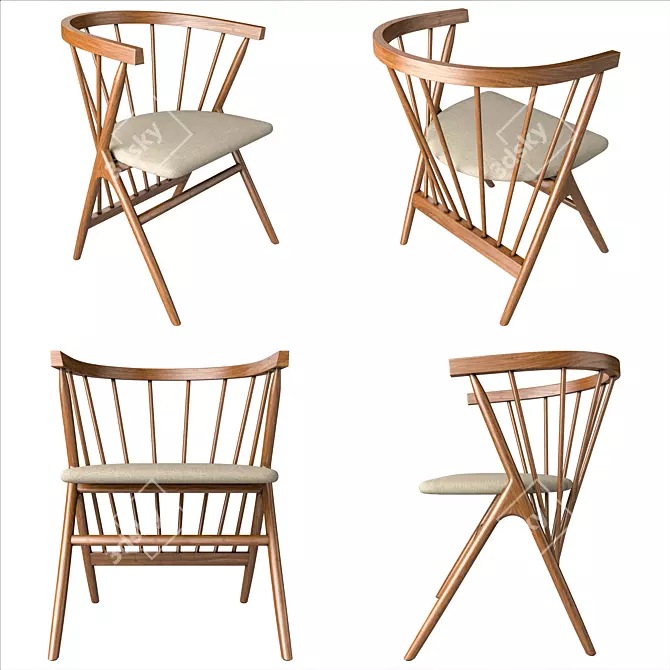 Vintage Windsor Chair - Classic Design 3D model image 1