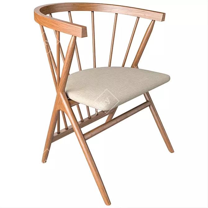 Vintage Windsor Chair - Classic Design 3D model image 2