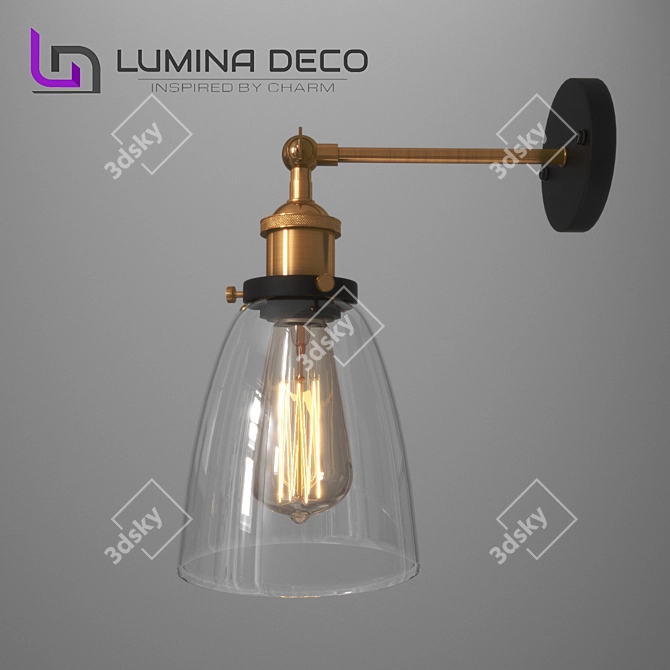 Lumina Deco Fabi: Stylish Metal and Glass Wall Lamp 3D model image 1