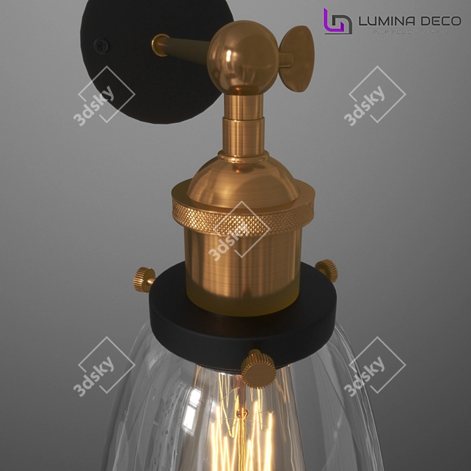 Lumina Deco Fabi: Stylish Metal and Glass Wall Lamp 3D model image 2