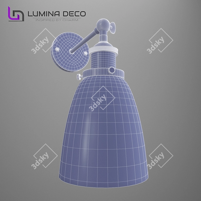 Lumina Deco Fabi: Stylish Metal and Glass Wall Lamp 3D model image 3