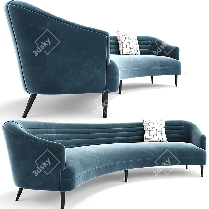 Sleek Long Curve Sofa: 3dsmax 2011 & Obj Formats 3D model image 1