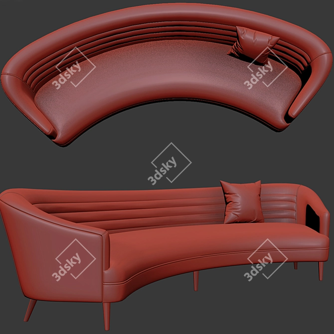 Sleek Long Curve Sofa: 3dsmax 2011 & Obj Formats 3D model image 3