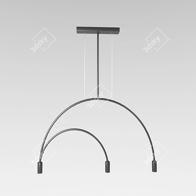 Modern Black Metal Pendant Light - Volta 48.340 3D model image 1