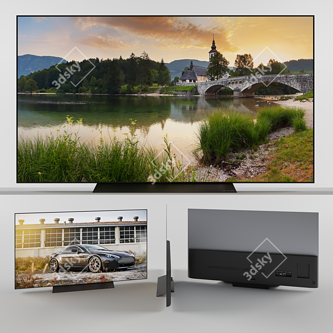 Sleek LG OLED B8 TV Set 3D model image 1