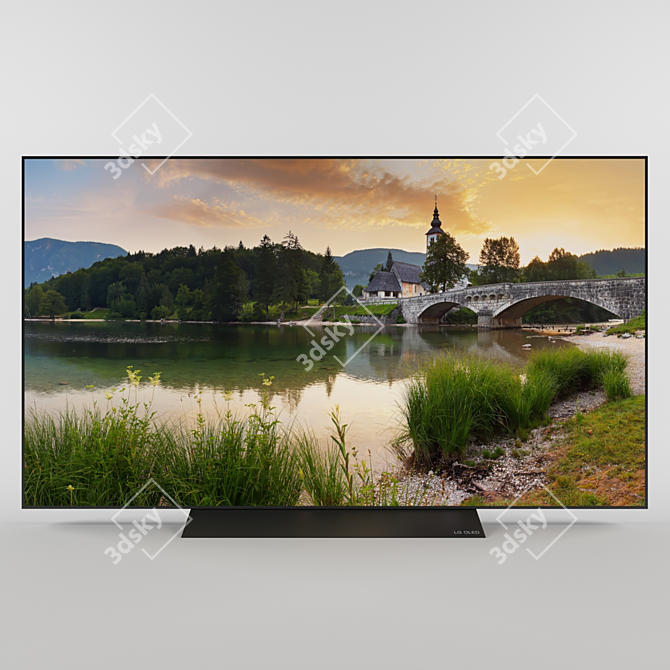 Sleek LG OLED B8 TV Set 3D model image 2