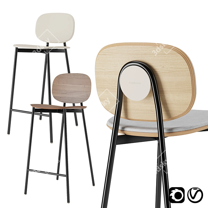 Elevated Elegance: Tata Bar Stool 3D model image 1