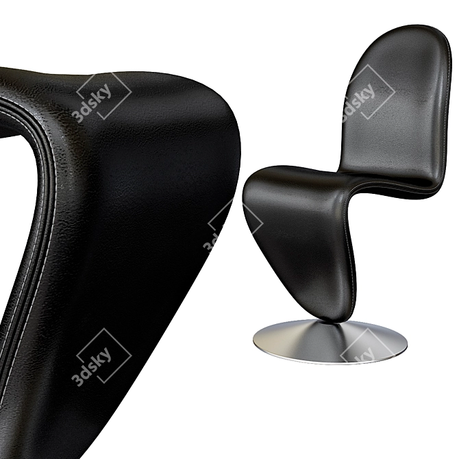 Verpan Leather Chair: Verner Panton Design 3D model image 2