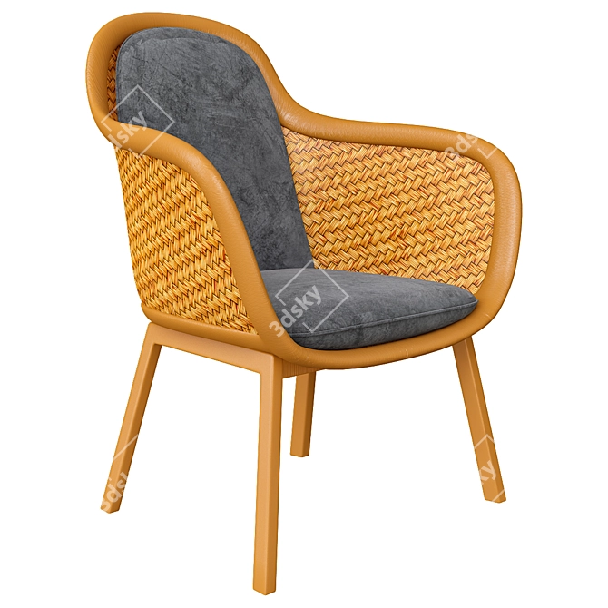 Stylish Wicker Chair: KETTAL VIMINI 3D model image 1