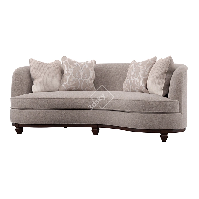 Elegant Velvet Sofa 3D model image 1