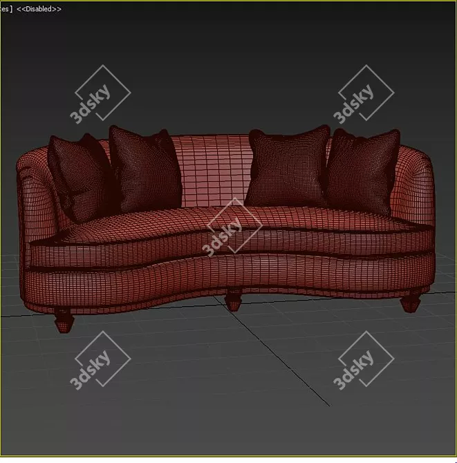 Elegant Velvet Sofa 3D model image 3