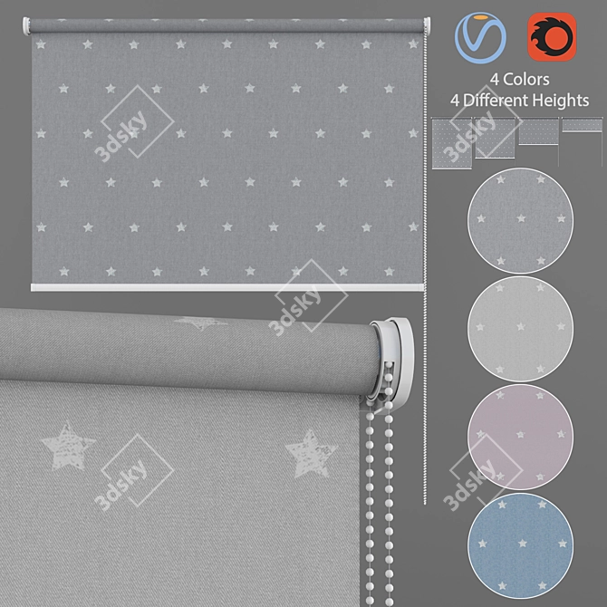 Twinkle Roller Blind Set - Four Colors 3D model image 1