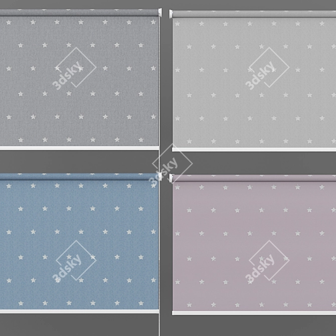 Twinkle Roller Blind Set - Four Colors 3D model image 2