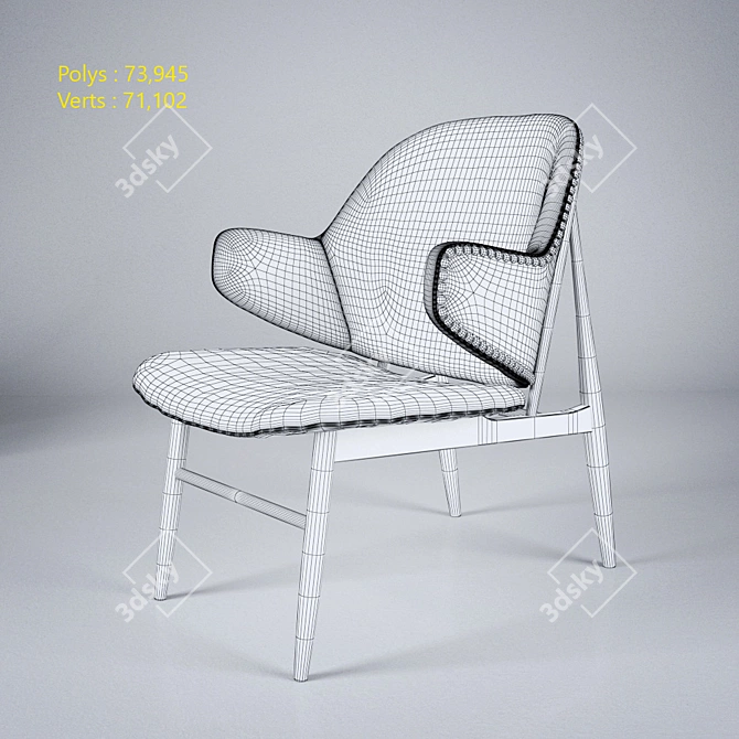 Vintage Kofod Larsen Lounge Chair 3D model image 2