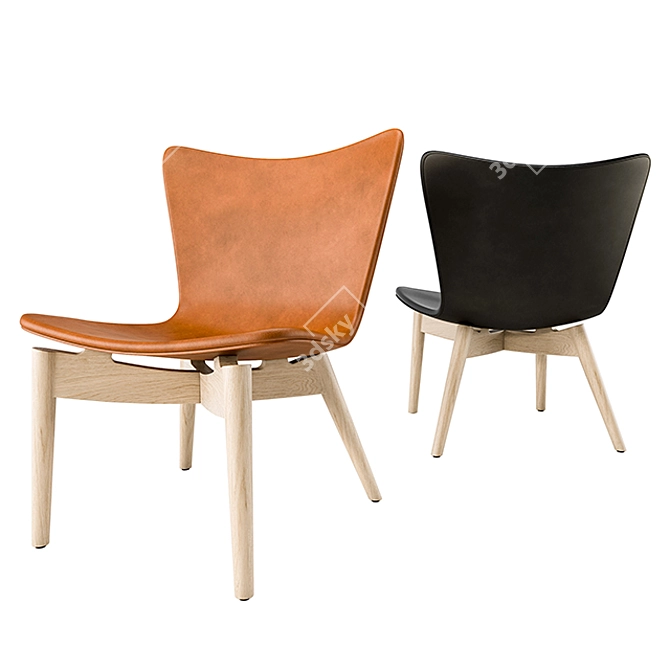 Mater Oak Lounge Chair: Sleek Oak Design with Leather Upholstery 3D model image 1