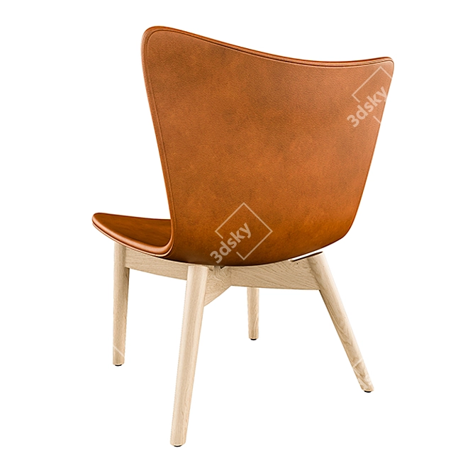 Mater Oak Lounge Chair: Sleek Oak Design with Leather Upholstery 3D model image 2