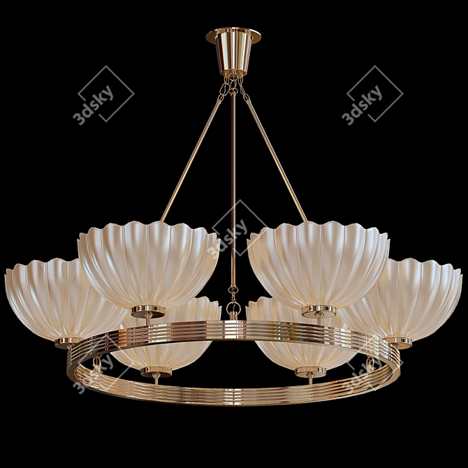 Art Deco Brass Hoop Chandelier 3D model image 1