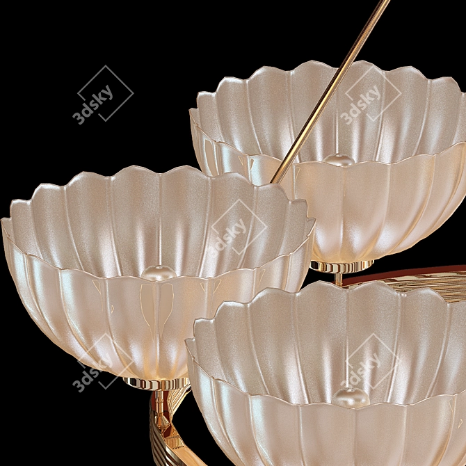 Art Deco Brass Hoop Chandelier 3D model image 2