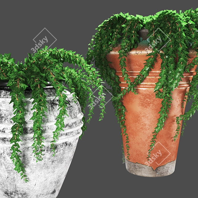 Green Oasis: Ivy in Pots 3D model image 2