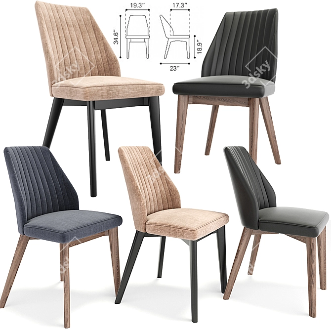 Modern Vaz Dining Chair: Sleek and Stylish 3D model image 1