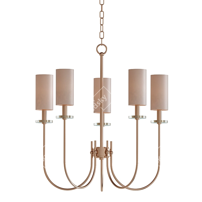 Elegant Satin Gold Chandelier 3D model image 1