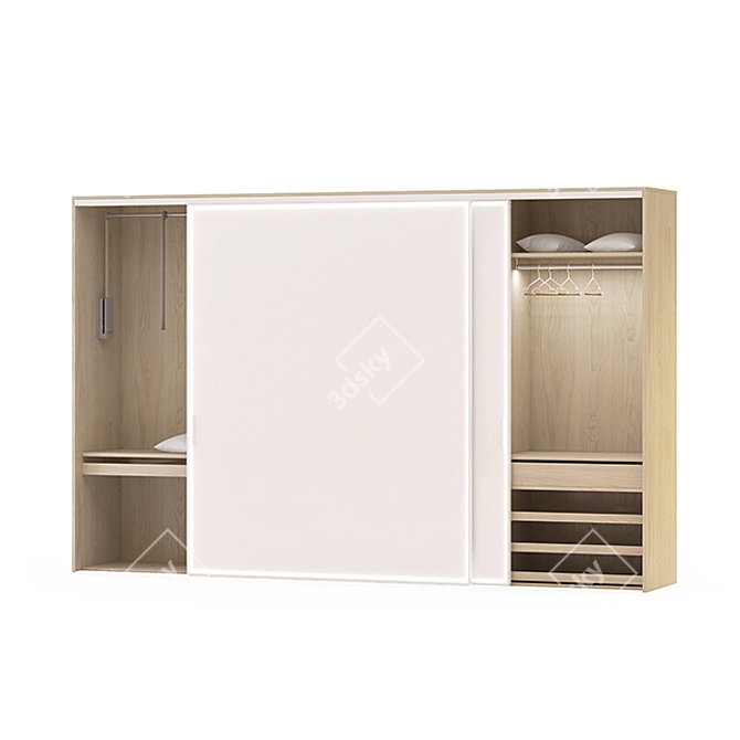 Sleek Illuminated Wardrobe with LED Doors 3D model image 1