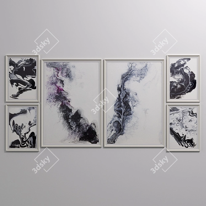 Modern Black and White Art Set 3D model image 2