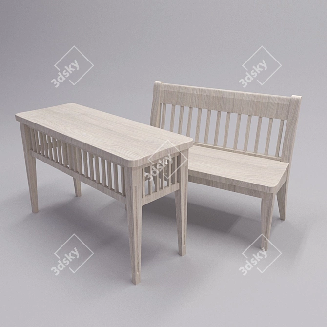 Outdoor Bench Table 3D model image 1