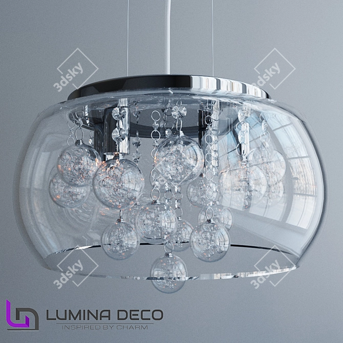 Edgy Elegance: Lumina Deco Fabina Pendant Lamp 3D model image 1