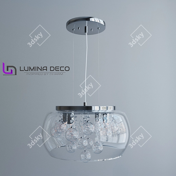 Edgy Elegance: Lumina Deco Fabina Pendant Lamp 3D model image 2