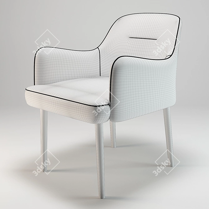 Bastille Charm: Comfortable Armchairs with Refined Upholstery 3D model image 3