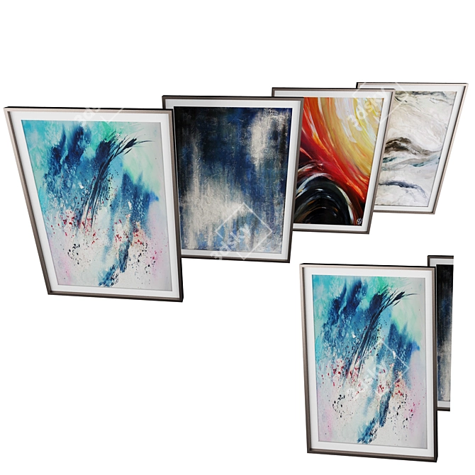Abstract Art Photo Frame Set - Real Painting 3D model image 2
