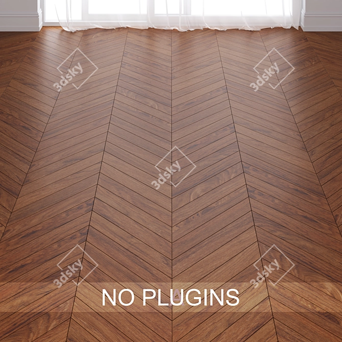 Brown Oak Wood Parquet Tiles 3D model image 2