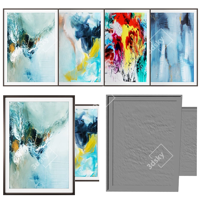 Abstract Art Photo Frame Set - Real Painting Modeling 3D model image 1
